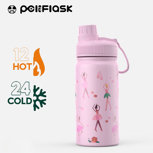 Peliflask 12oz Kids Stainless Steel Water Bottle – Vacuum Insulated Child Tumbler Wide Mouth