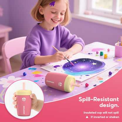 Peliflask 12oz Kids Straw Cup – Insulated Stainless Steel Water Bottle Anti-Spill Design