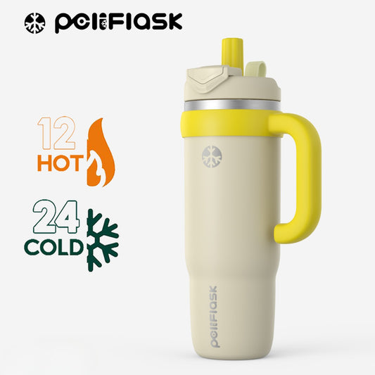 Peliflask 40oz Stainless Steel Tumbler – Vacuum Insulated Water Bottle with Straw Lid & Handle