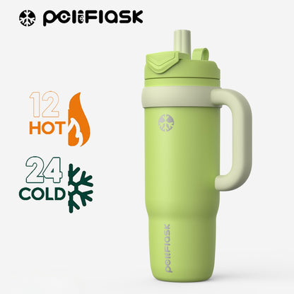 Peliflask 40oz Stainless Steel Tumbler – Vacuum Insulated Water Bottle with Straw Lid & Handle