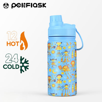 Peliflask 12oz Kids Stainless Steel Water Bottle – Vacuum Insulated Child Tumbler Wide Mouth