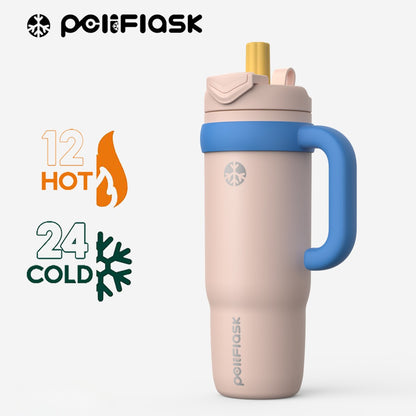 Peliflask 40oz Stainless Steel Tumbler – Vacuum Insulated Water Bottle with Straw Lid & Handle