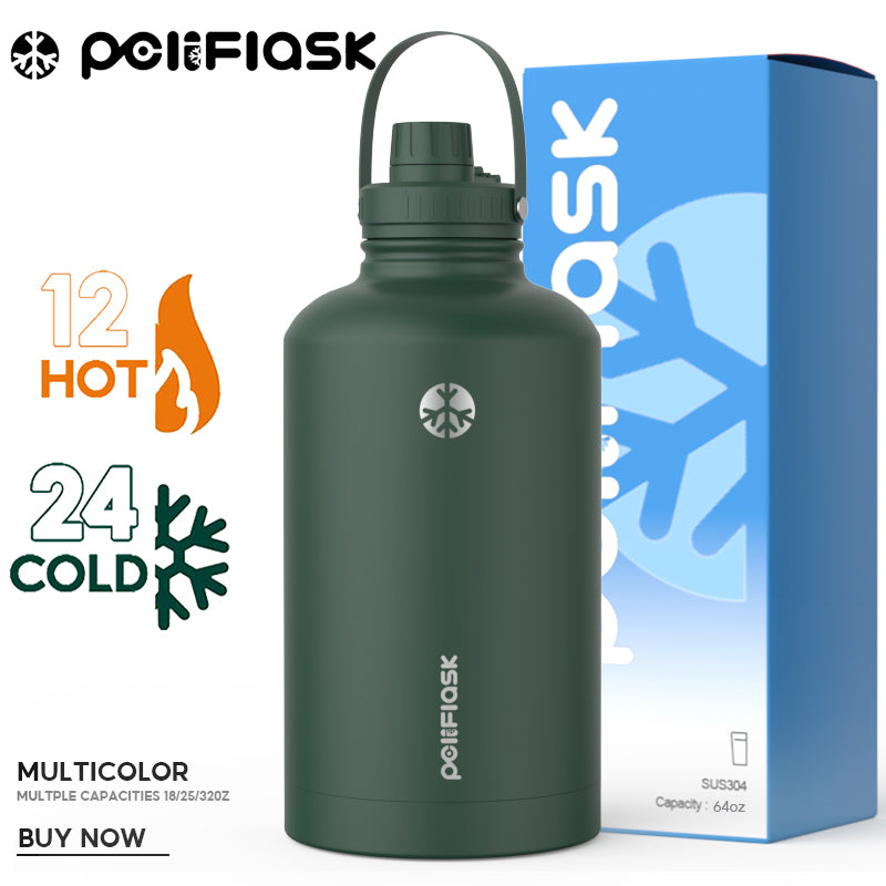 Peliflask 64oz Stainless Steel Vacuum Flask – Large Insulated Water Bottle with Handle