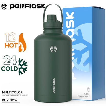 Peliflask 64oz Stainless Steel Vacuum Flask – Large Insulated Water Bottle with Handle