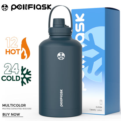 Peliflask 64oz Stainless Steel Vacuum Flask – Large Insulated Water Bottle with Handle