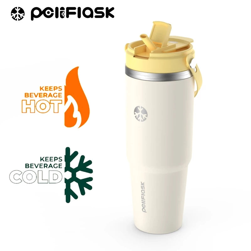 Peliflask 35oz Stainless Steel Insulated Tumbler – Vacuum Travel Mug with Handle