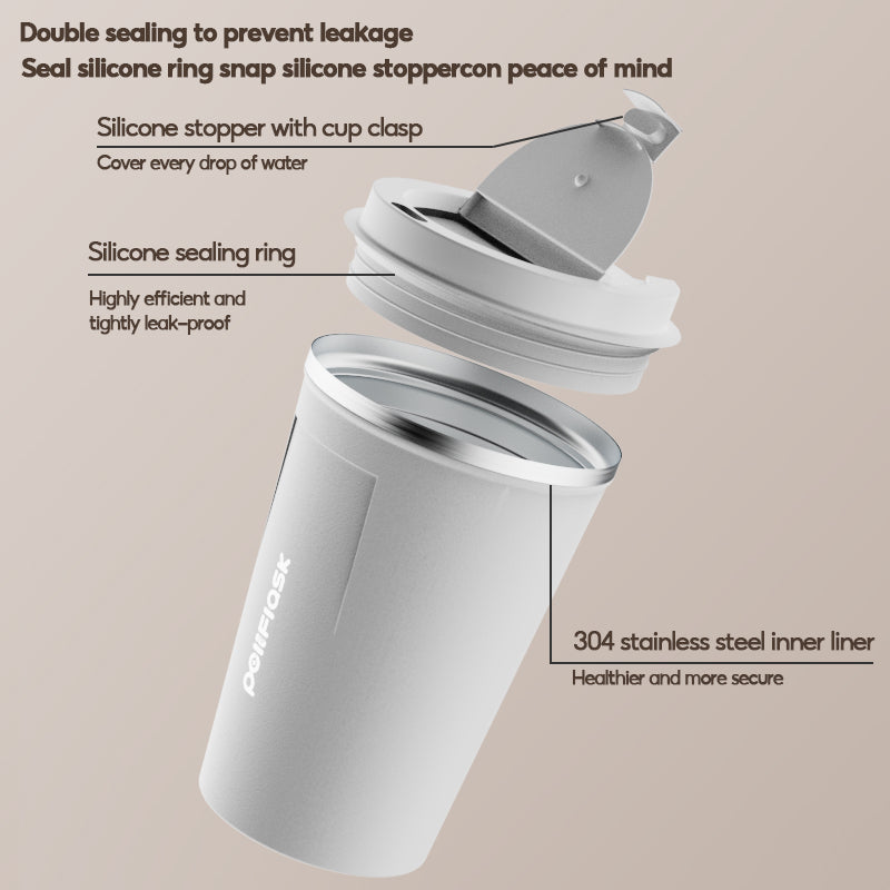 Peliflask Stainless Steel Coffee Mug With Lid 380ml Vacuum Tumbler Hot And Cold