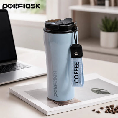 Peliflask 19oz/560ml Premium 316 Stainless Steel Coffee Tumbler with Dual Sip & Straw Lid – Insulated Travel Mug with Carry Strap for Office, Car & Daily Commute