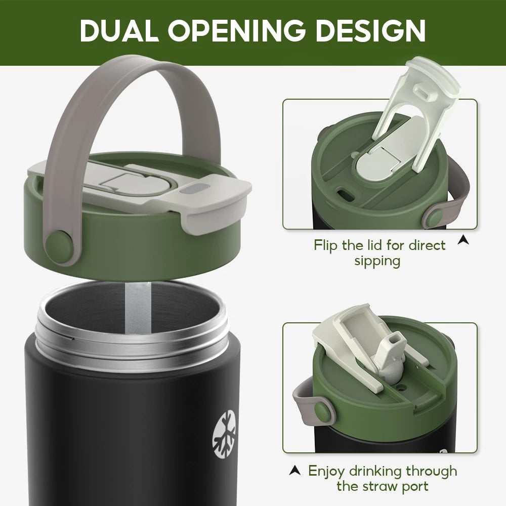 Peliflask 22oz Insulated Tumbler with Carry Handle, Dual Drinking Lid, 304 Stainless Steel Travel Cup